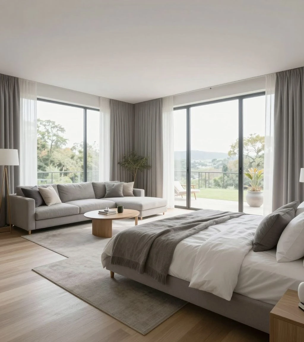 Open concept bedroom integrated with living space.