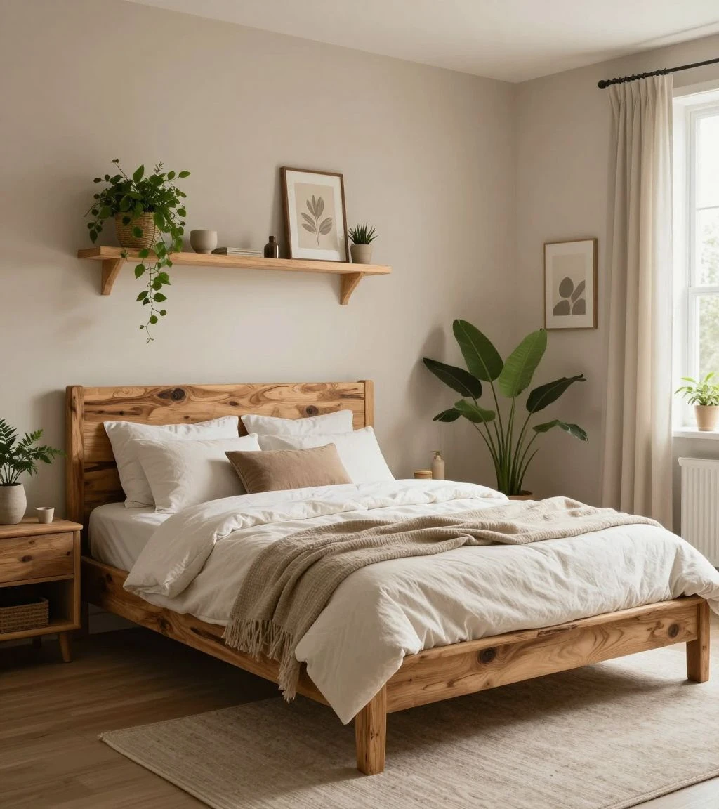 Sustainable decor in a bedroom showcasing eco-friendly choices.