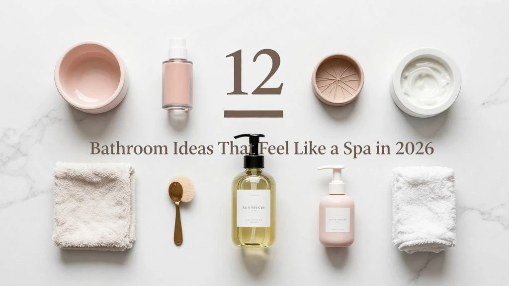 12 Bathroom Ideas That Feel Like a Spa in 2026 — overhead flat-lay