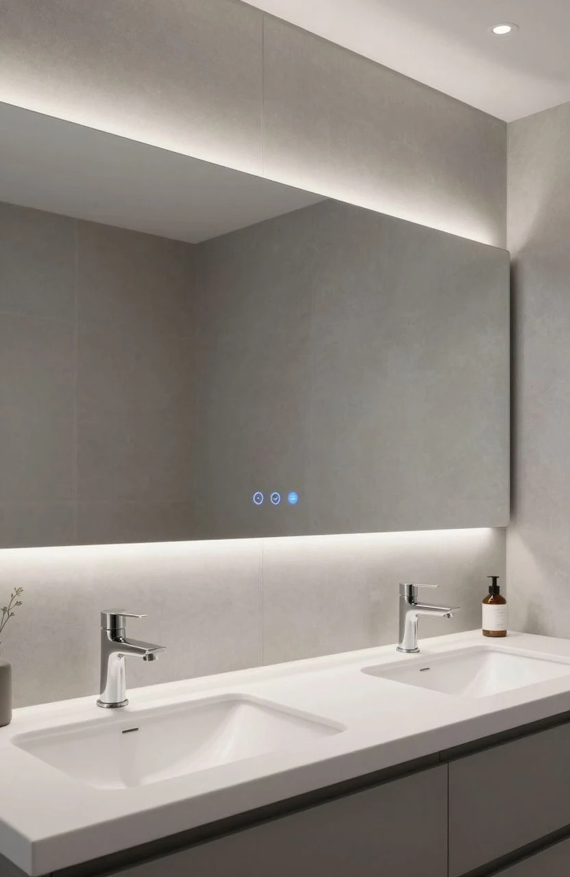 Modern bathroom with smart technology and minimal design