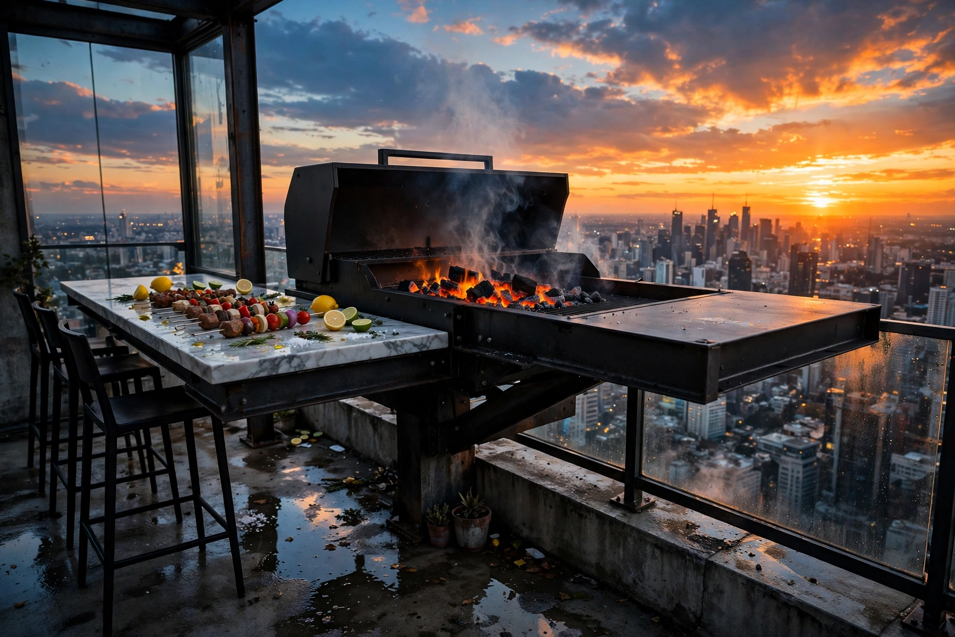 Mediterranean Tile Counter with Olive Oil Bar – Rooftop BBQ Area Ideas: 9 Grill Stations Built for Small Urban Roof Decks