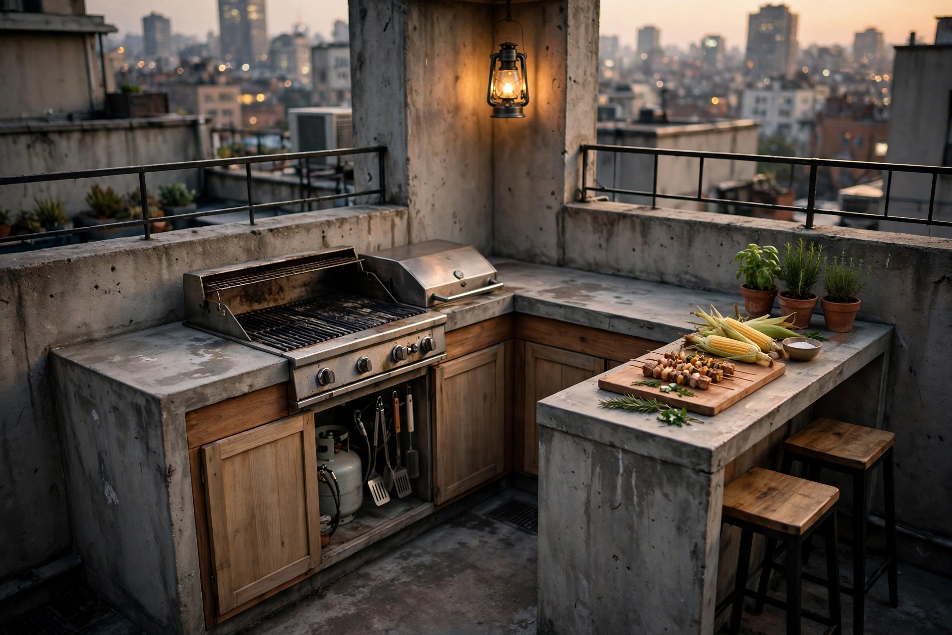 Boho‑Chic Picnic Grill with Woven Rugs – Rooftop BBQ Area Ideas: 9 Grill Stations Built for Small Urban Roof Decks